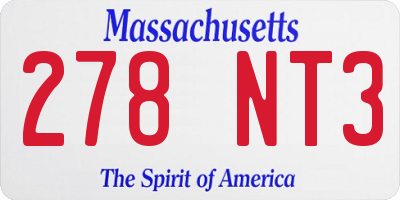 MA license plate 278NT3
