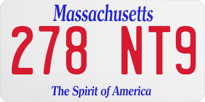 MA license plate 278NT9