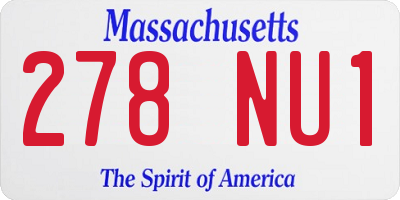MA license plate 278NU1