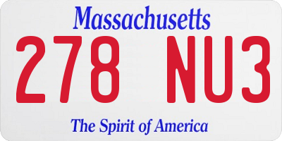 MA license plate 278NU3