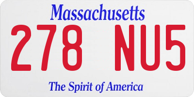 MA license plate 278NU5