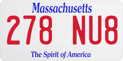 MA license plate 278NU8