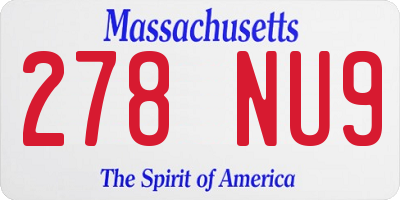 MA license plate 278NU9