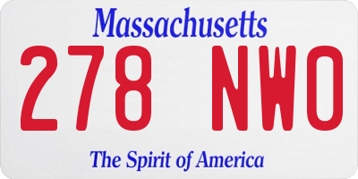 MA license plate 278NW0