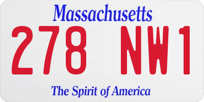 MA license plate 278NW1