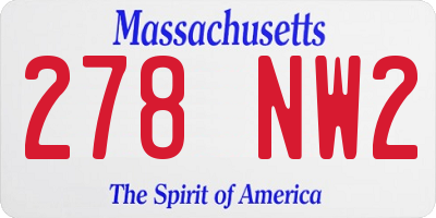 MA license plate 278NW2