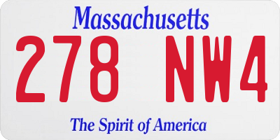 MA license plate 278NW4