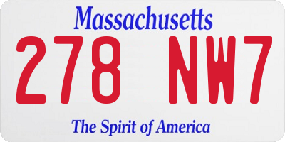 MA license plate 278NW7