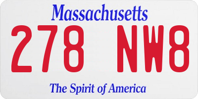 MA license plate 278NW8