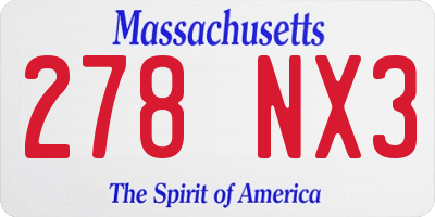MA license plate 278NX3