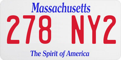MA license plate 278NY2