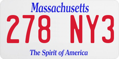 MA license plate 278NY3