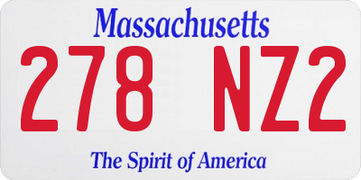 MA license plate 278NZ2