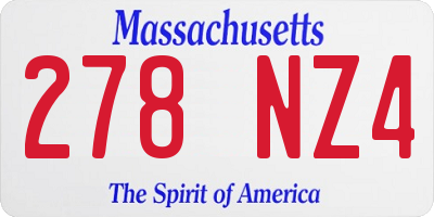 MA license plate 278NZ4