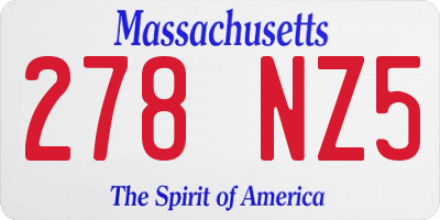 MA license plate 278NZ5