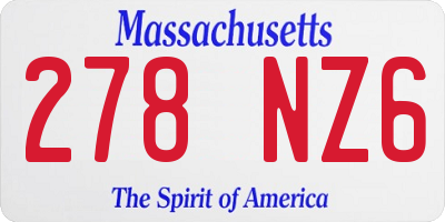 MA license plate 278NZ6