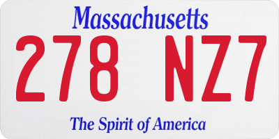 MA license plate 278NZ7