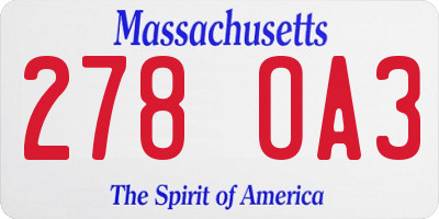 MA license plate 278OA3