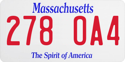 MA license plate 278OA4