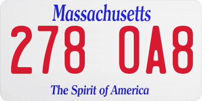 MA license plate 278OA8