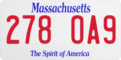 MA license plate 278OA9