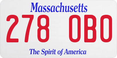 MA license plate 278OB0
