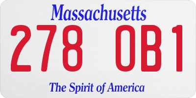 MA license plate 278OB1