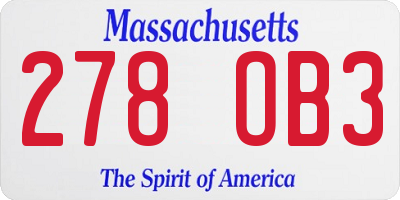 MA license plate 278OB3