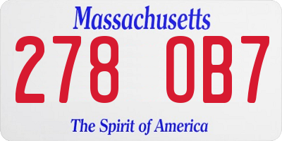MA license plate 278OB7