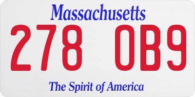 MA license plate 278OB9