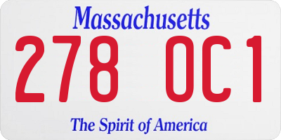 MA license plate 278OC1