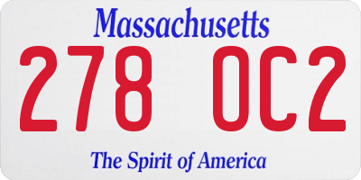 MA license plate 278OC2