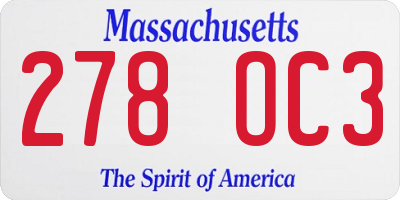 MA license plate 278OC3