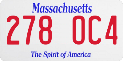 MA license plate 278OC4