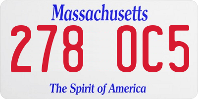 MA license plate 278OC5