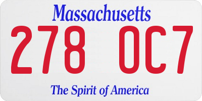 MA license plate 278OC7