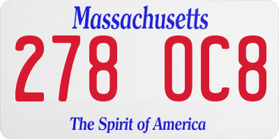 MA license plate 278OC8