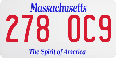 MA license plate 278OC9