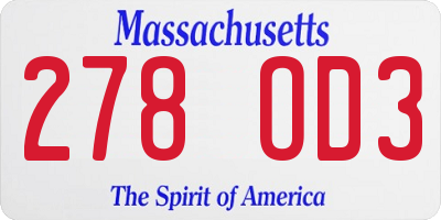 MA license plate 278OD3