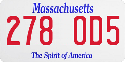 MA license plate 278OD5