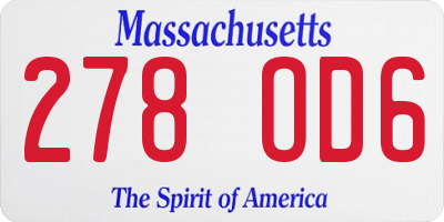 MA license plate 278OD6