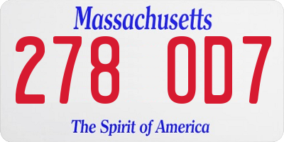 MA license plate 278OD7
