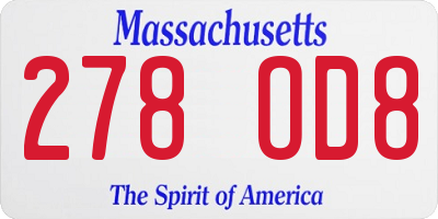 MA license plate 278OD8