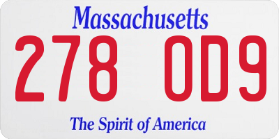 MA license plate 278OD9