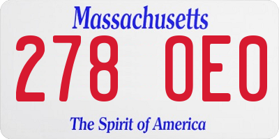MA license plate 278OE0