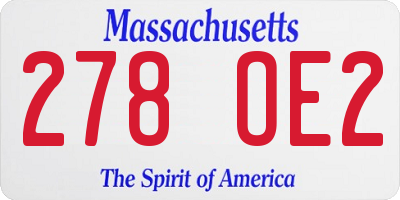 MA license plate 278OE2