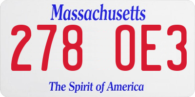 MA license plate 278OE3