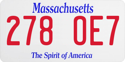 MA license plate 278OE7