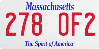MA license plate 278OF2