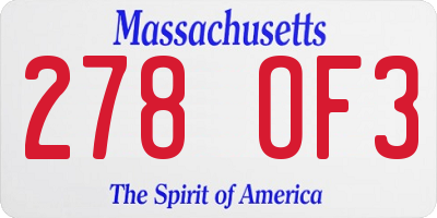 MA license plate 278OF3
